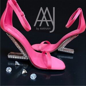 Aminah Pink Crystal Heel Sandals